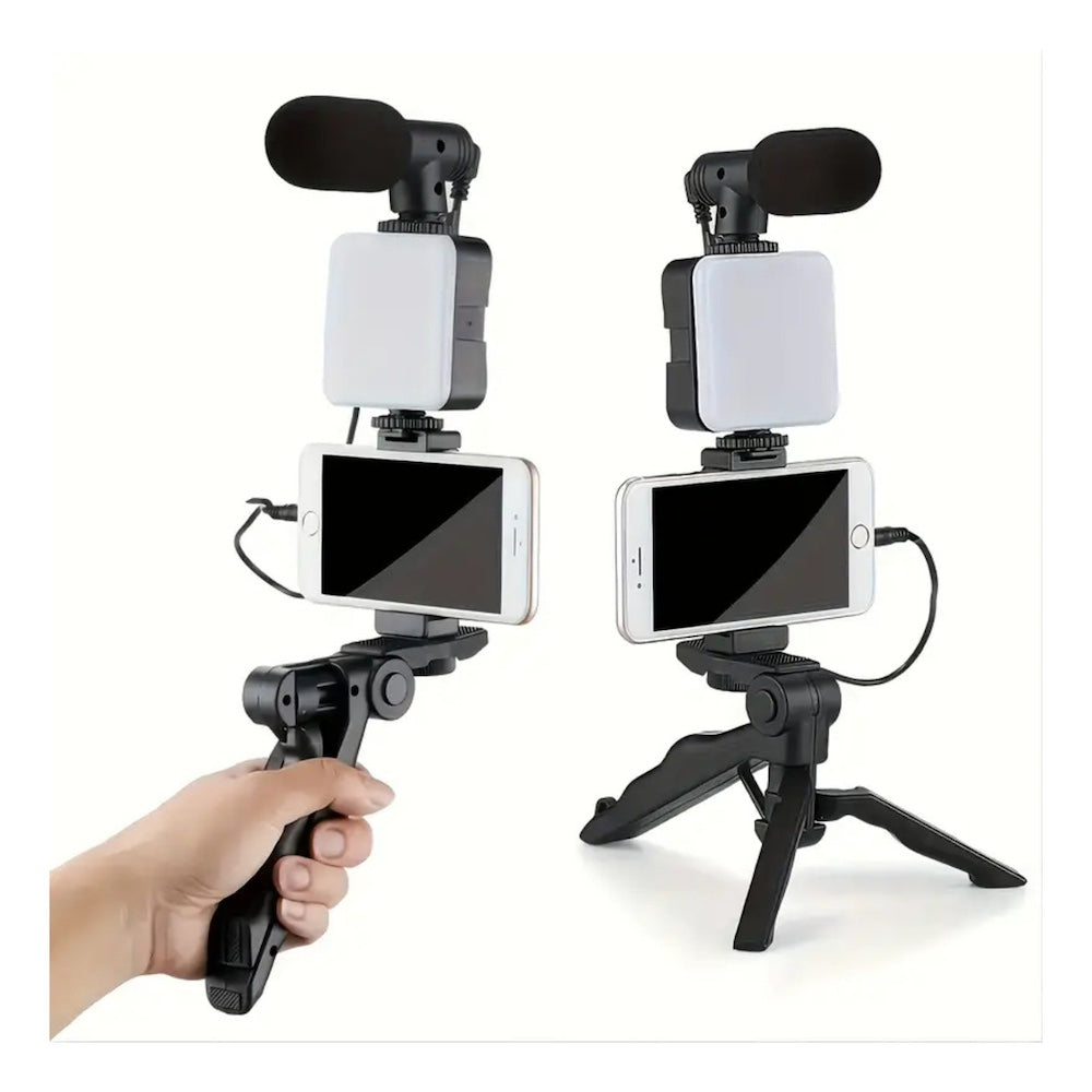 Soporte Celular Videoblog Set Tripie Con Luz Led Microfono PY-49