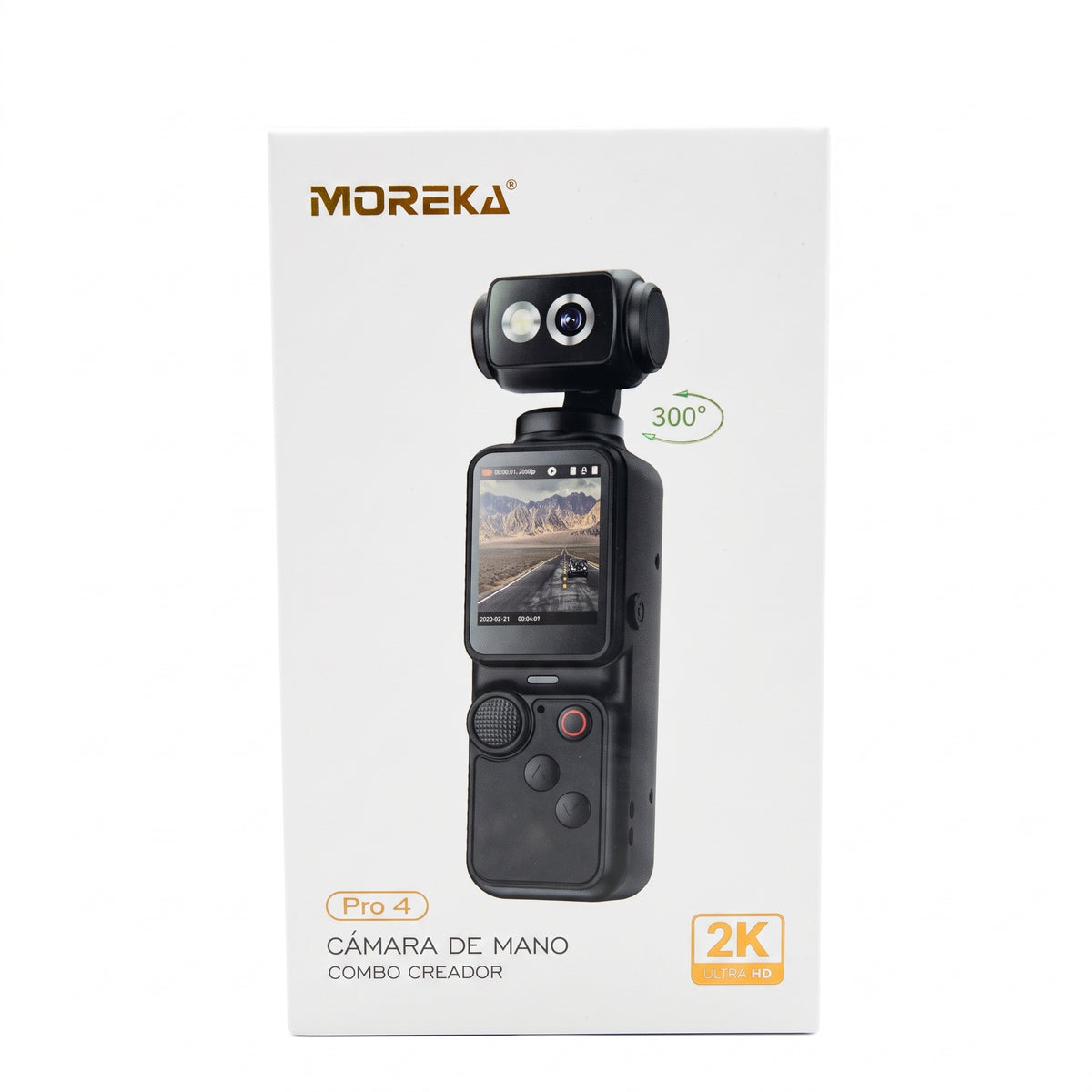 Cámara de Mano MOREKA Pro 4 Combo Creador 2K con Trípode y Pantalla Integrada