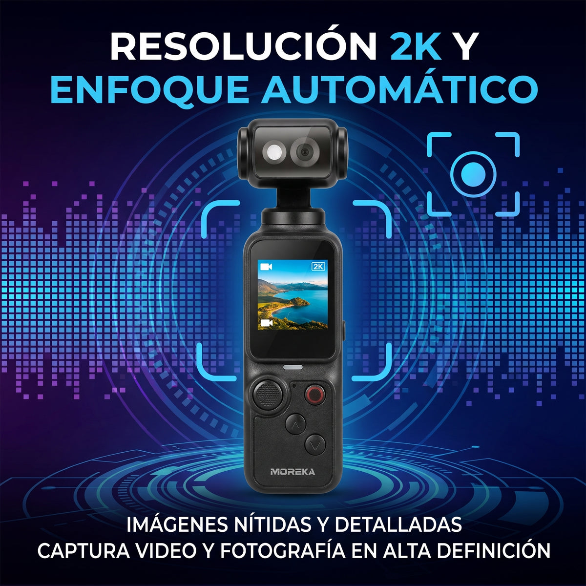 Cámara de Mano MOREKA Pro 4 Combo Creador 2K con Trípode y Pantalla Integrada