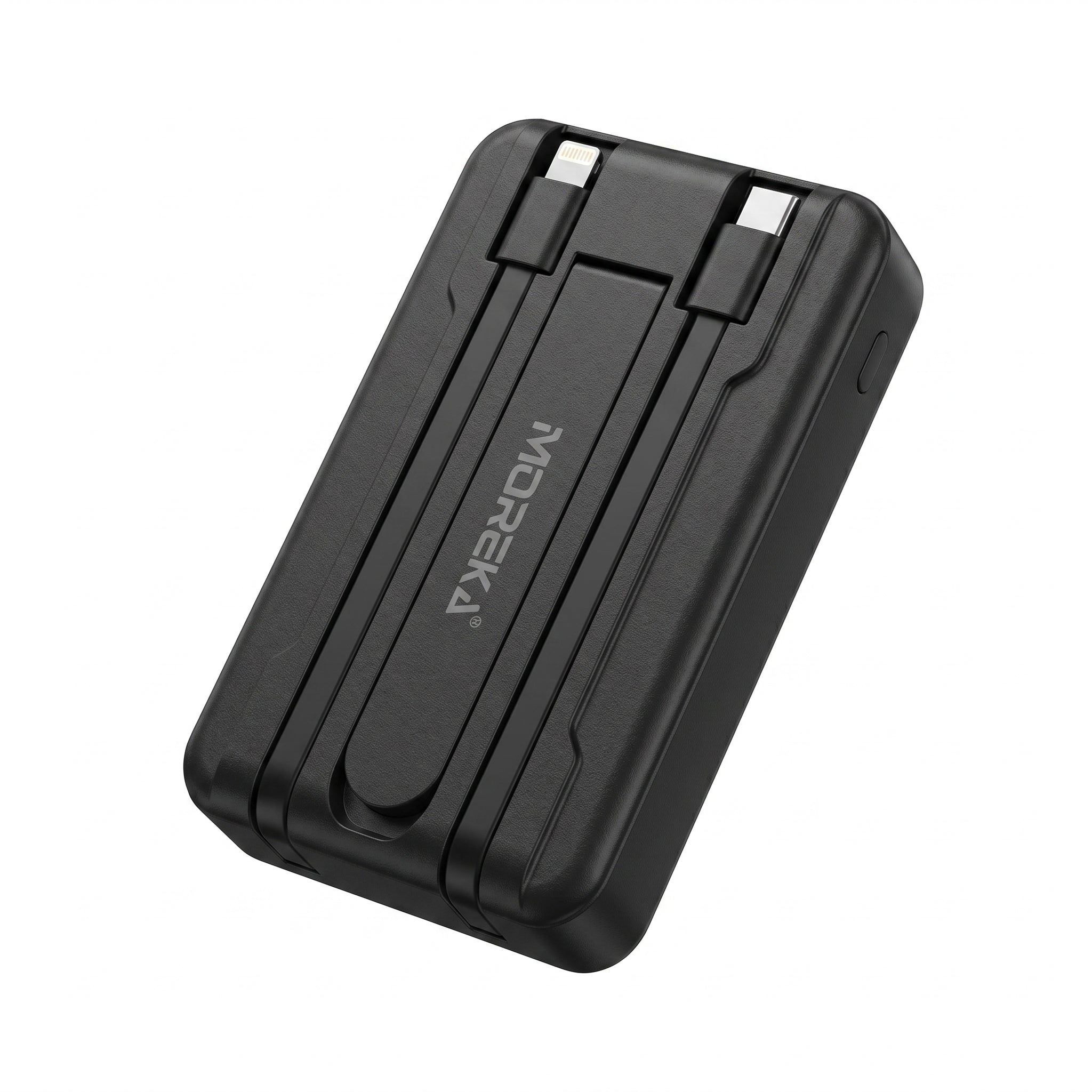 Power Bank Magnético Moreka K112 10000mAh 22.5W con Cable Lightning y Tipo-C Integrados Carga Inalámbrica 15W, Modo Baja Corriente