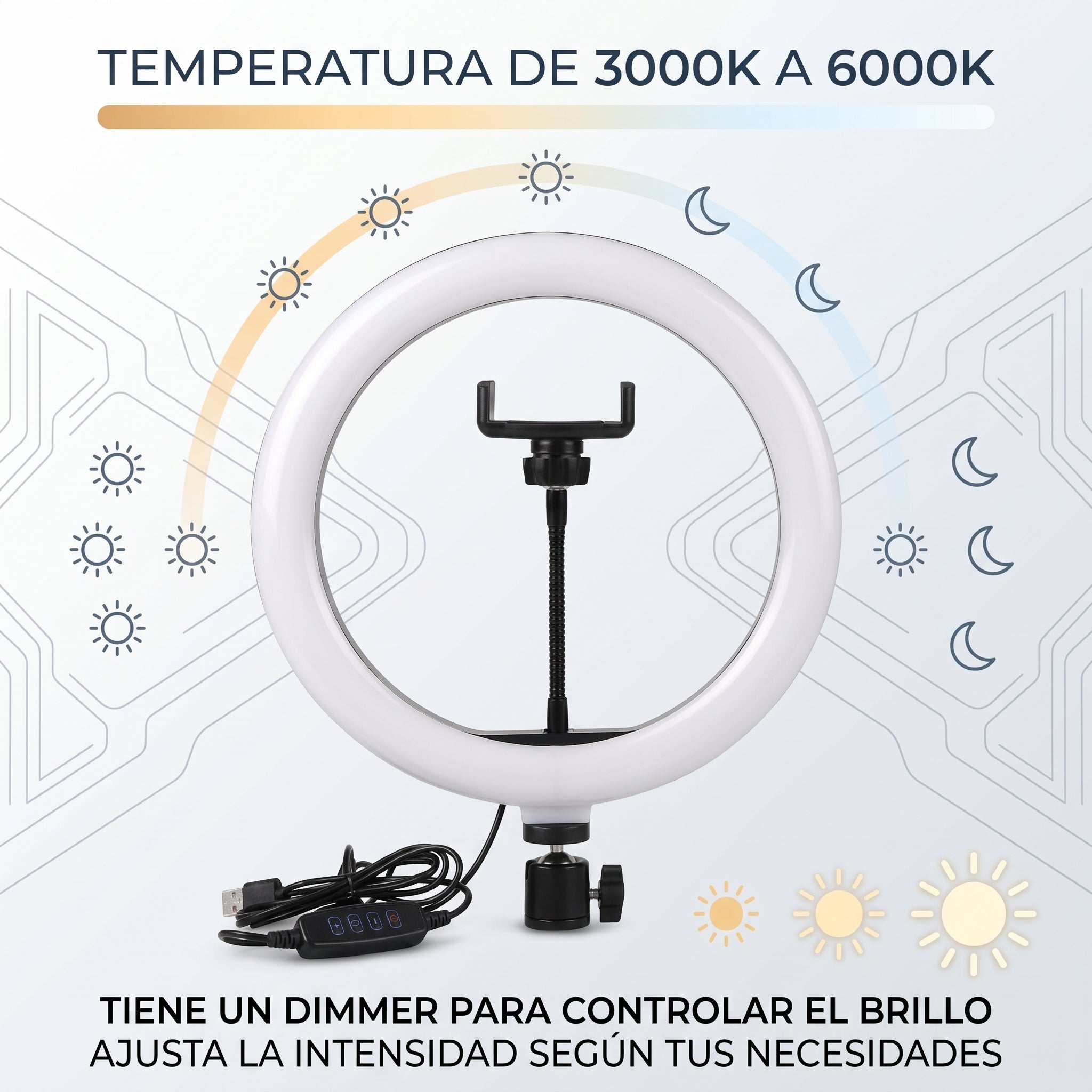 Lampara Aro de Luz LED YISEN QX-300 12 Pulgadas