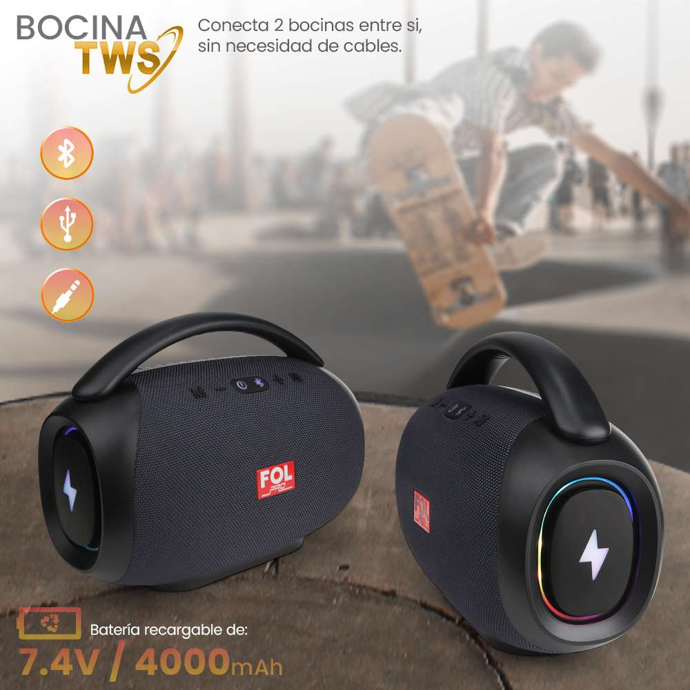 Bocina Fol 50W 4000mAh Bluetooth, TF Card, Radio FM, USB IPX4 FS-R219