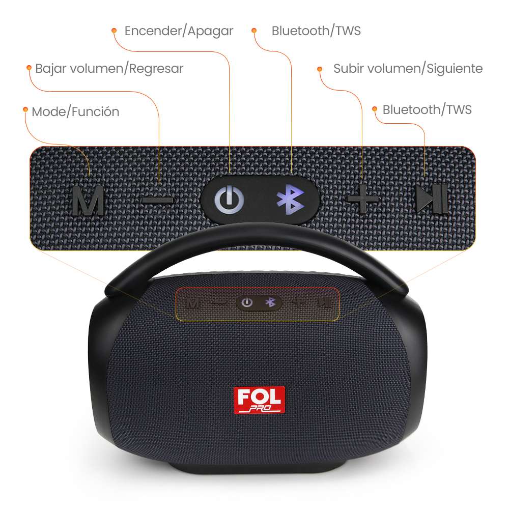Bocina Fol 50W 4000mAh Bluetooth, TF Card, Radio FM, USB IPX4 FS-R219