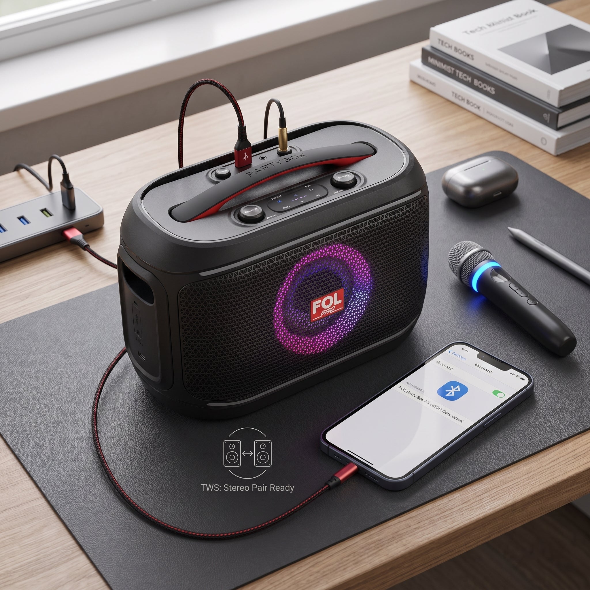 Bocina Bluetooth FOL FS-R308 30W Subwoofer, USB, AUX y TWS