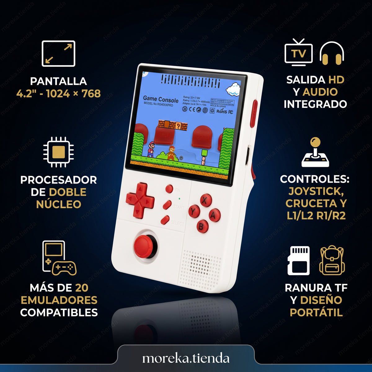 Consola Portátil R40XX Pro con Pantalla de 4.2 Pulgadas, Salida HD y Más de 20 Emuladores