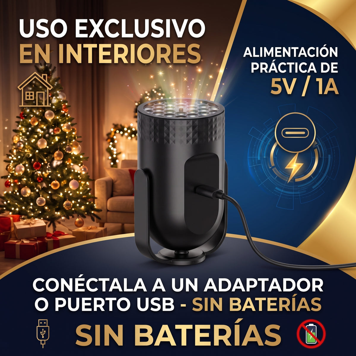 Lámpara de Proyección Navideña Büytiti ZSD-378 para Interiores