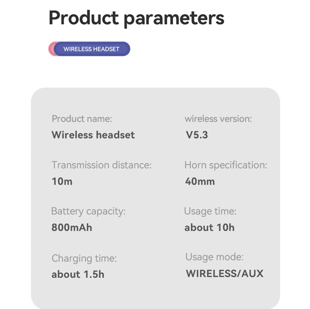 Diadema Gato Bluetooth inalámbrico Baja latencia larga duración RGB ST89M