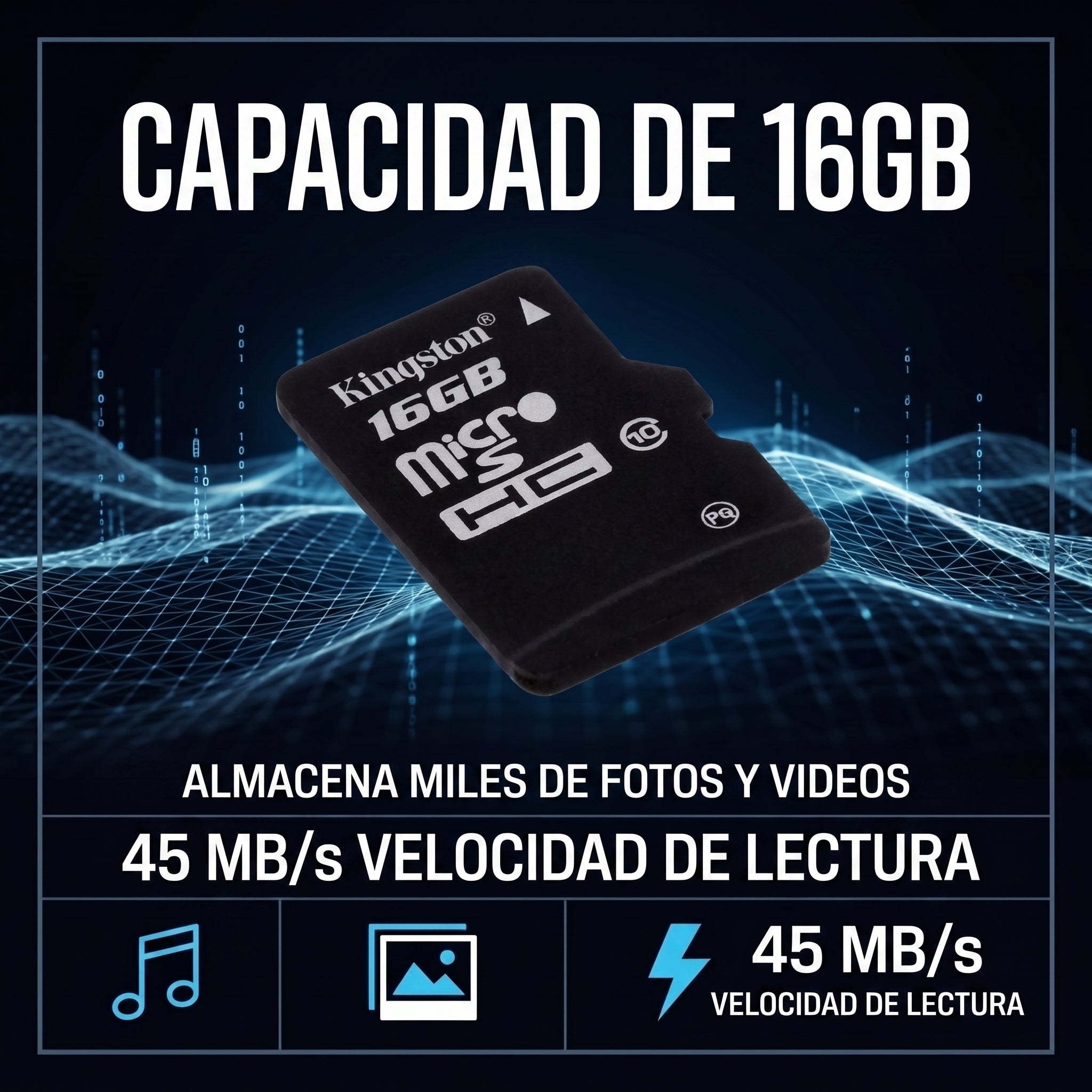 Memoria MICRO SD Kingston 16GB 45MB/s