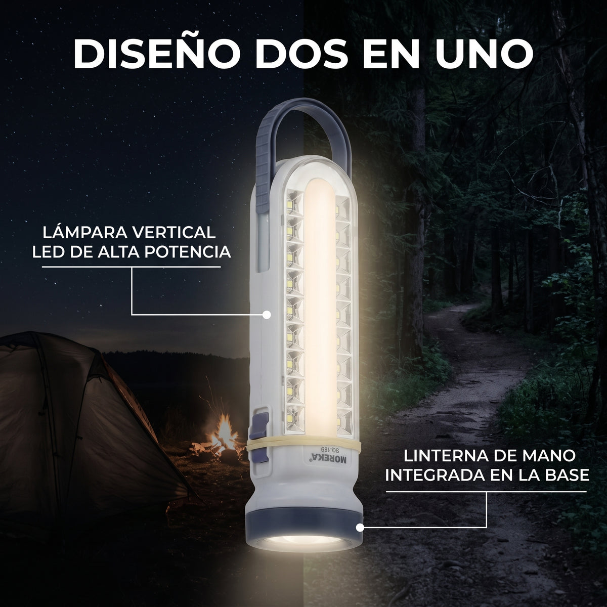 Lámpara LED de Emergencia Moreka SQ-189 Campamento y Linterna Integrada