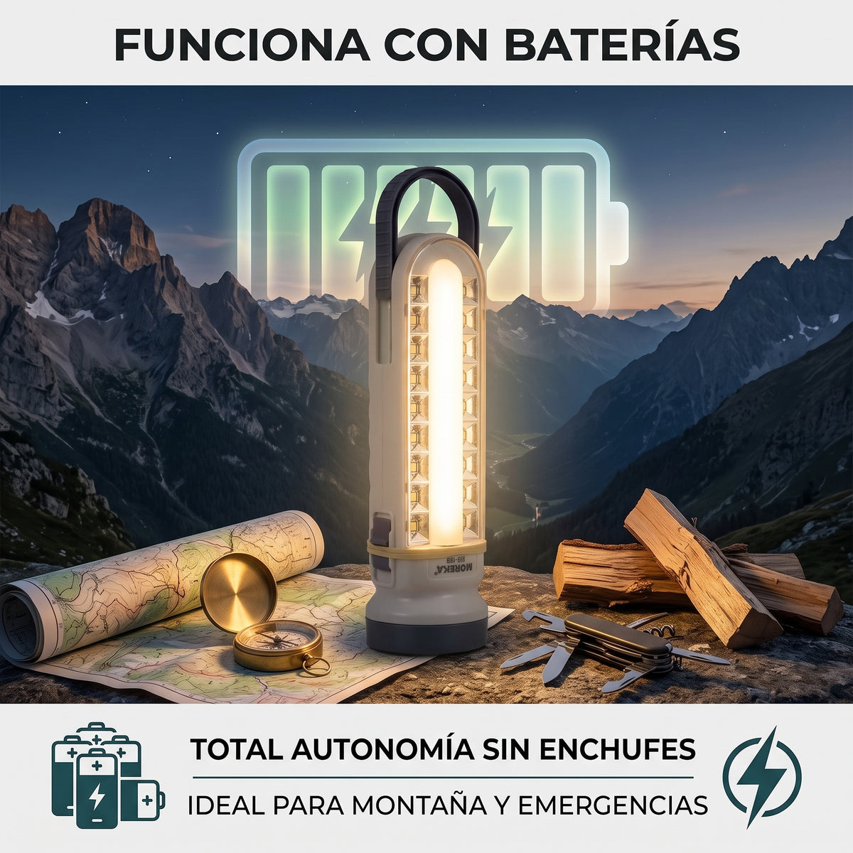 Lámpara LED de Emergencia Moreka SQ-189 Campamento y Linterna Integrada