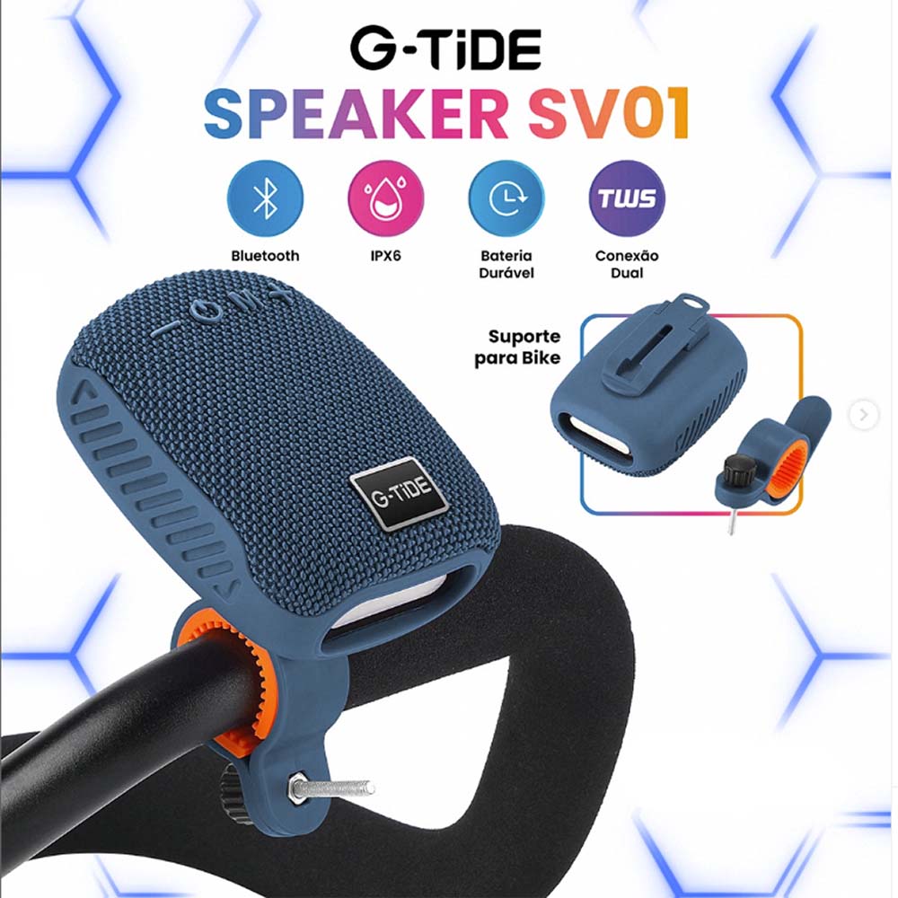 Bocina Moto Bluetooth G-TIDE SV01 TF Card Radio FM 500mAh Resistente al agua IPX6