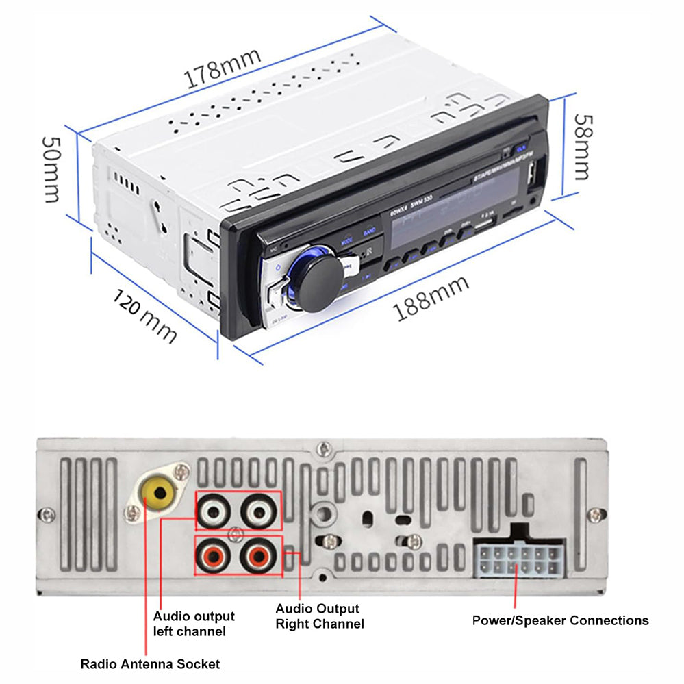 Auto Estéreo radio FM AM audio Bluetooth y llamadas manos libres Moreka SYD-1207