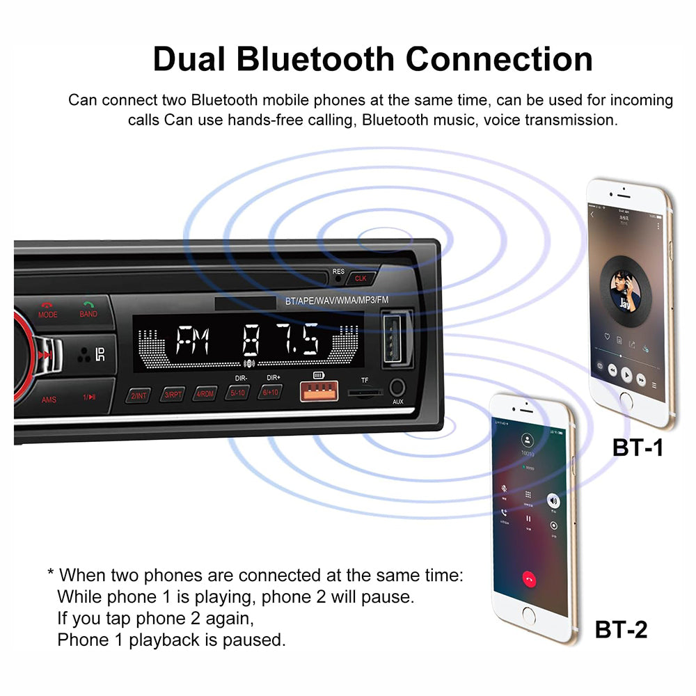 Auto Estéreo radio FM AM audio Bluetooth y llamadas manos libres Moreka SYD-1207