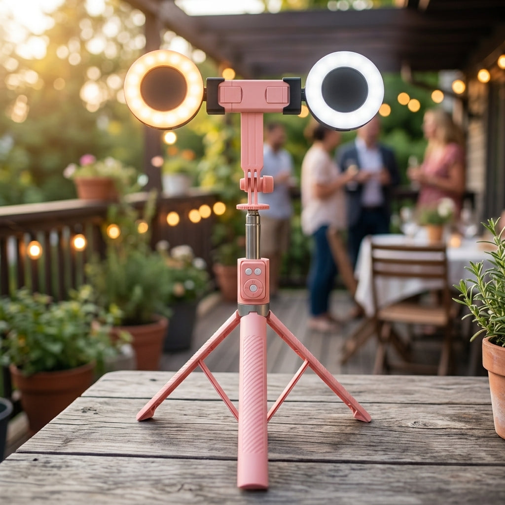Palo para Selfies con Trípode y Luz de Relleno YISEN A12