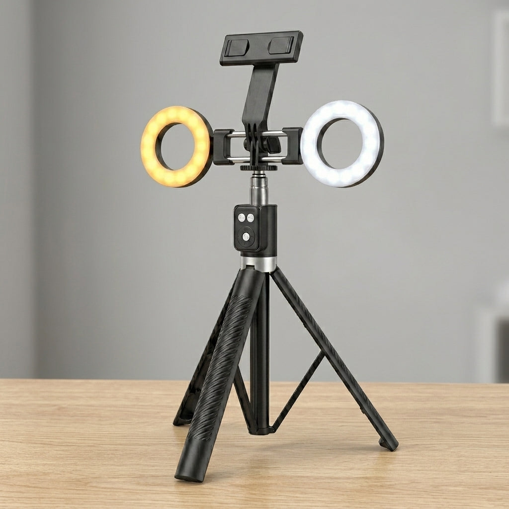 Palo para Selfies con Trípode y Luz de Relleno YISEN A12