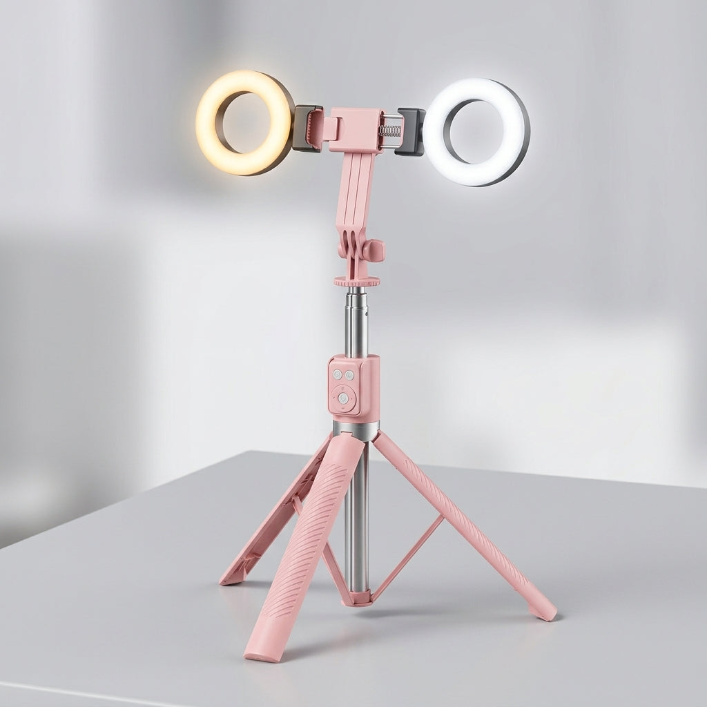Palo para Selfies con Trípode y Luz de Relleno YISEN A12