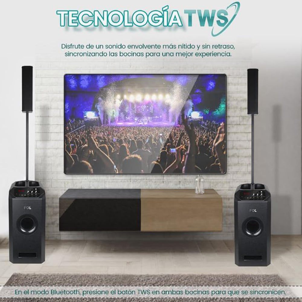 Torre De Audio Con Subwoofer 8 pulgadas más 4 bocinas 200W 2000mAh Fs-t109