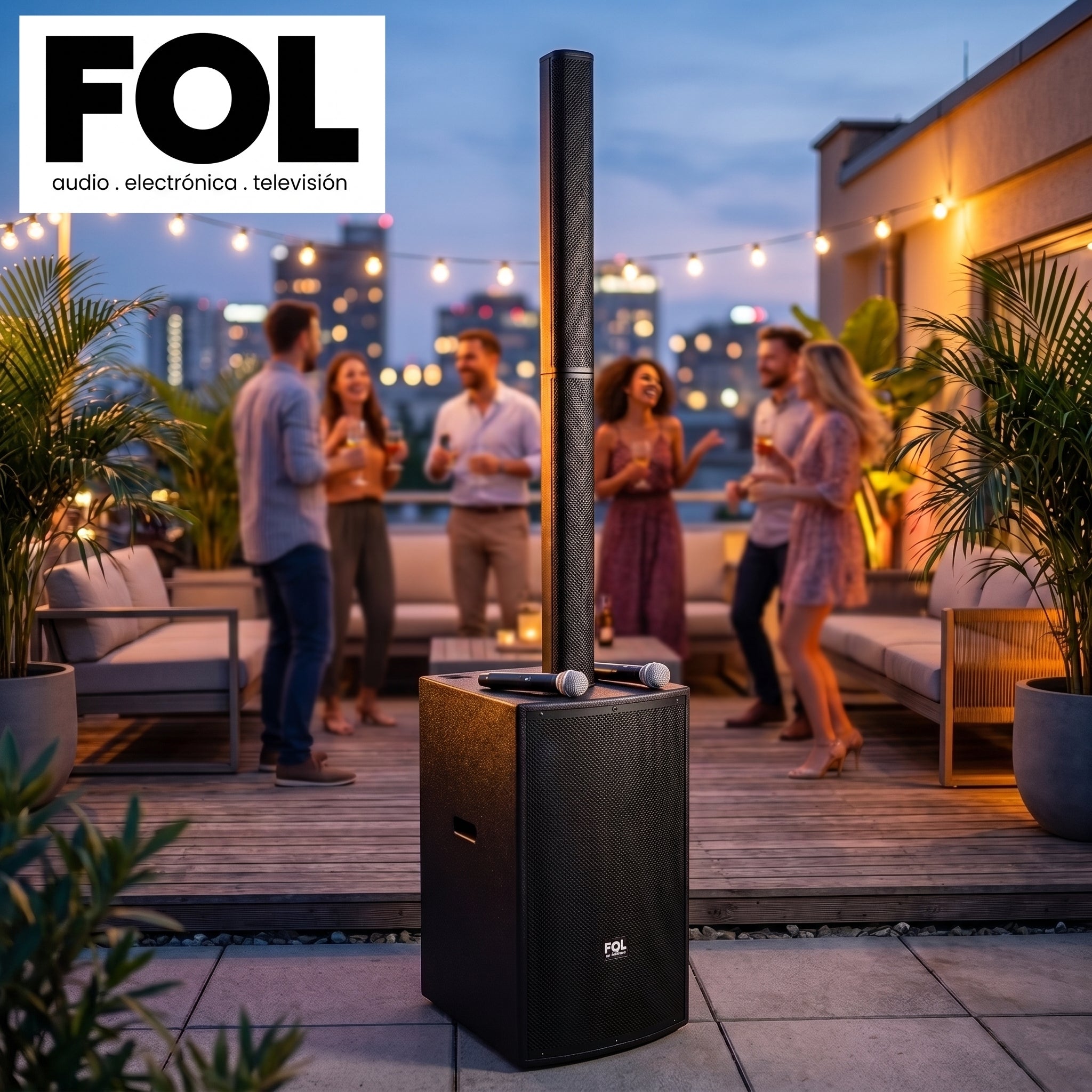 Torre de Sonido FOL FS-T939 600W - 2 micrófonos