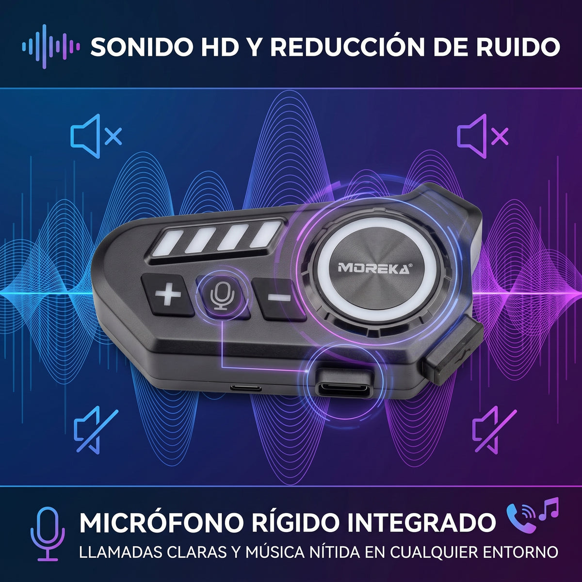 Auricular Inalámbrico para Casco Moreka TK01 con 40 Horas de Batería y Resistencia IPX6