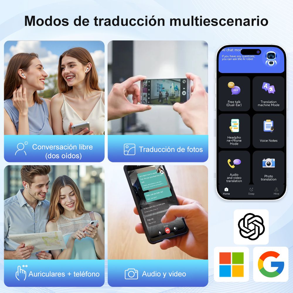 Audífonos Bluetooth Traductor IA A9 Táctil Modo Altavoz