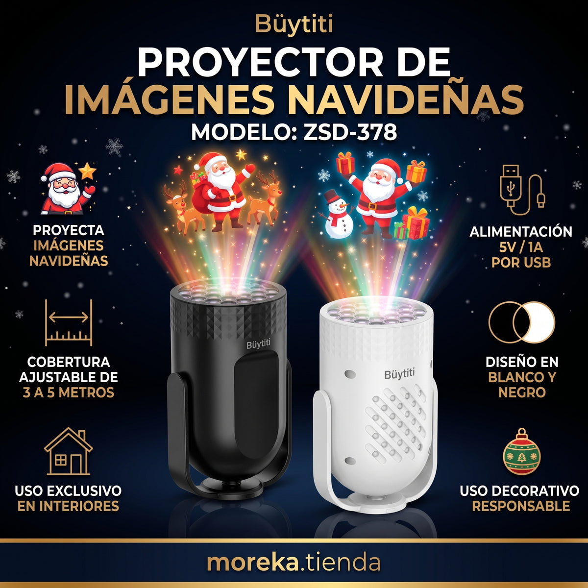 Lámpara de Proyección Navideña Büytiti ZSD-378 para Interiores