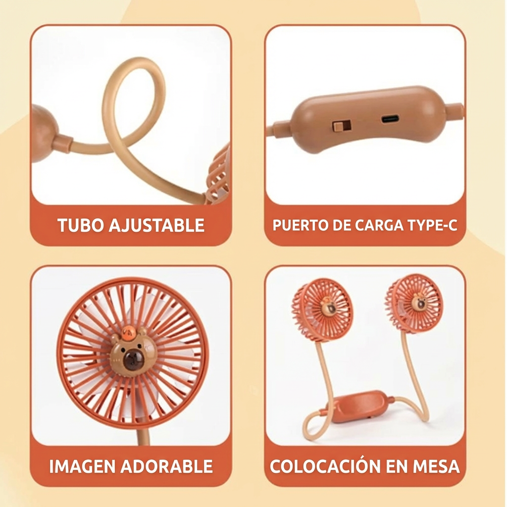 Ventilador Portátil de Cuello Frescura 360° 2 velocidades 500mAh SMA5A