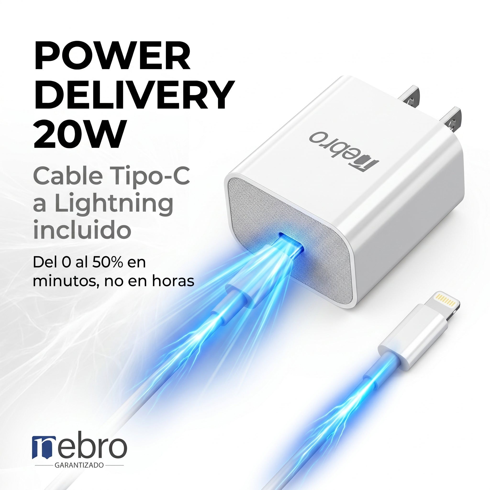 Cargador Rápido Nebro VGA-002 20W C-IP Power Delivery Carga Inteligente