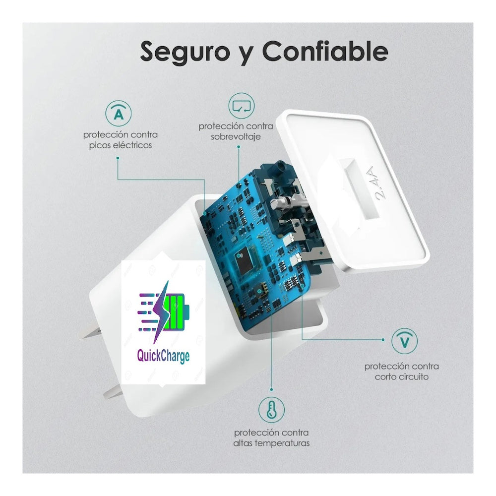 Cargador IP cable tipo IP 1m 2.4A carga rápida Nebro VGA-008