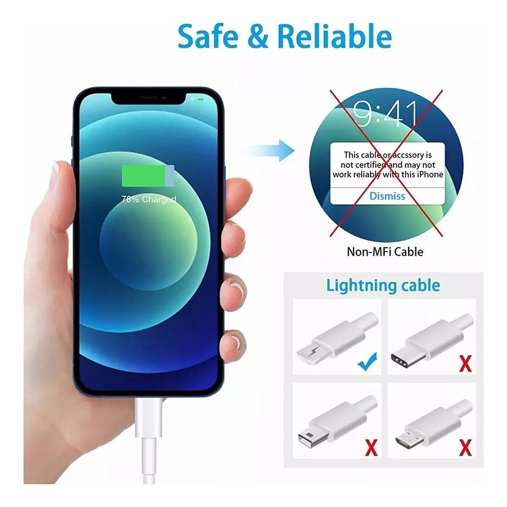 Cargador IP cable tipo IP 1m 2.4A carga rápida Nebro VGA-008