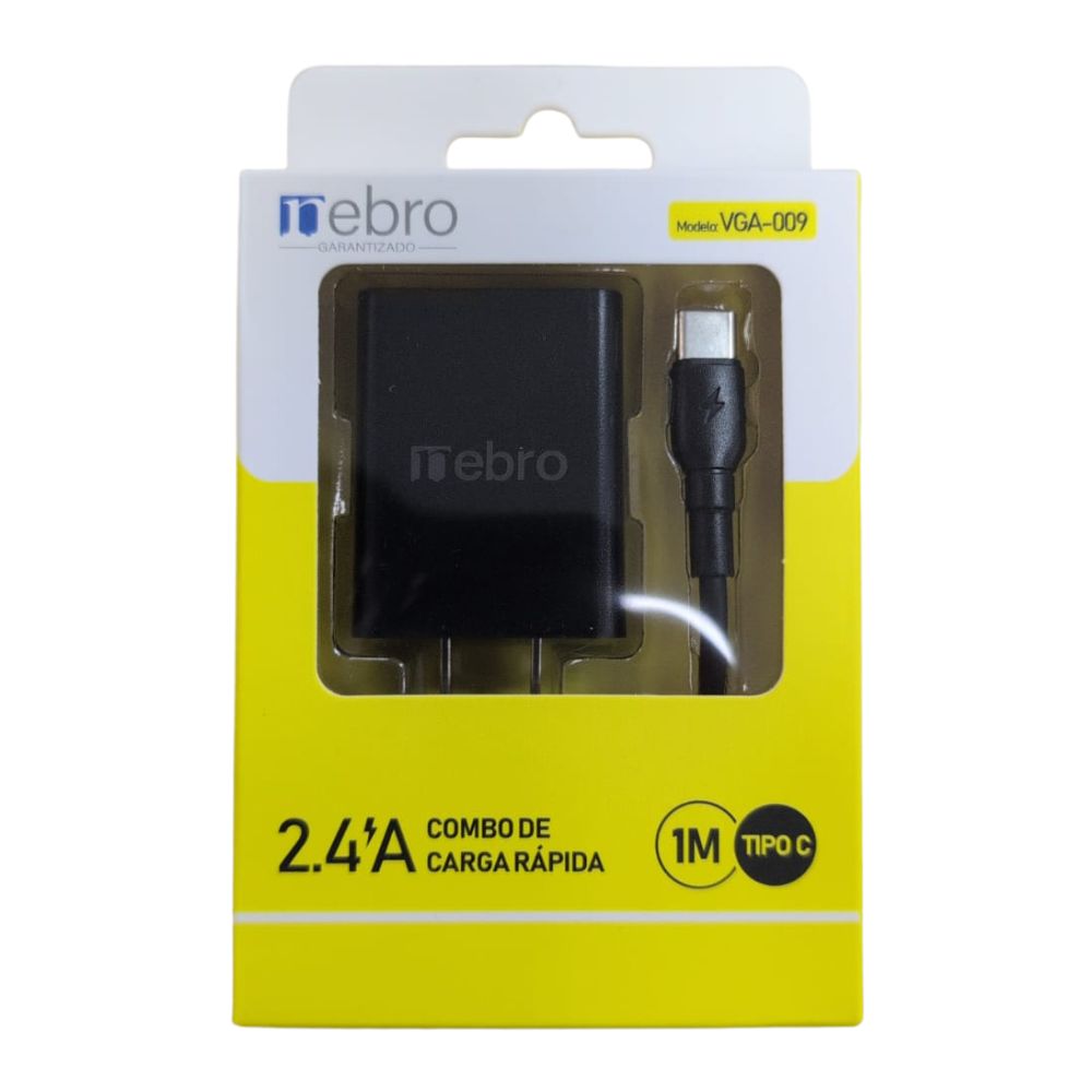 Cargador USB cable tipo C 1m 2.4a carga rápida Nebro VGA-009