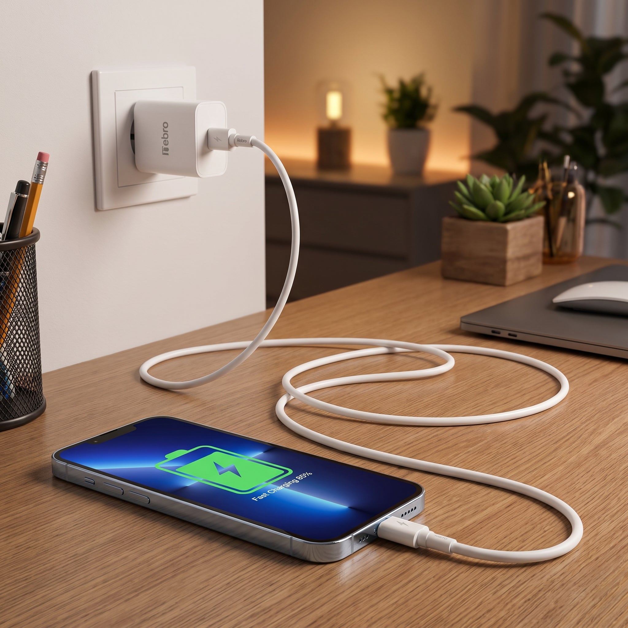 Combo de Carga Rápida Nebro VGA-008: Cubo y cable Lightning
