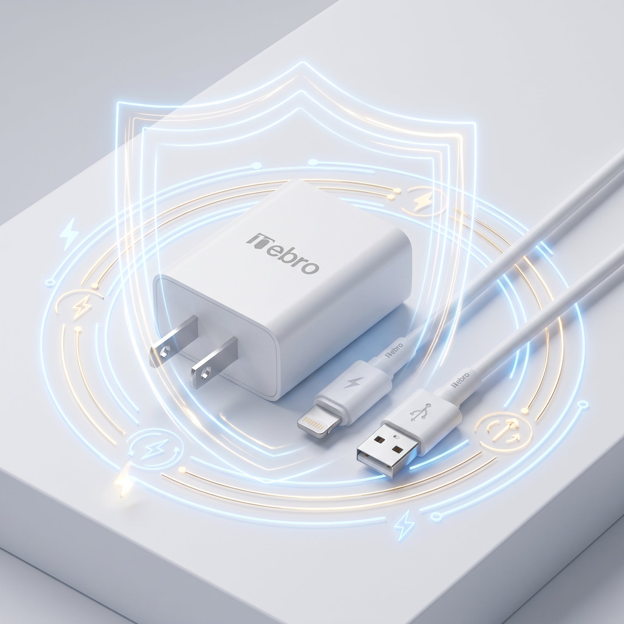 Combo de Carga Rápida Nebro VGA-008: Cubo y cable Lightning