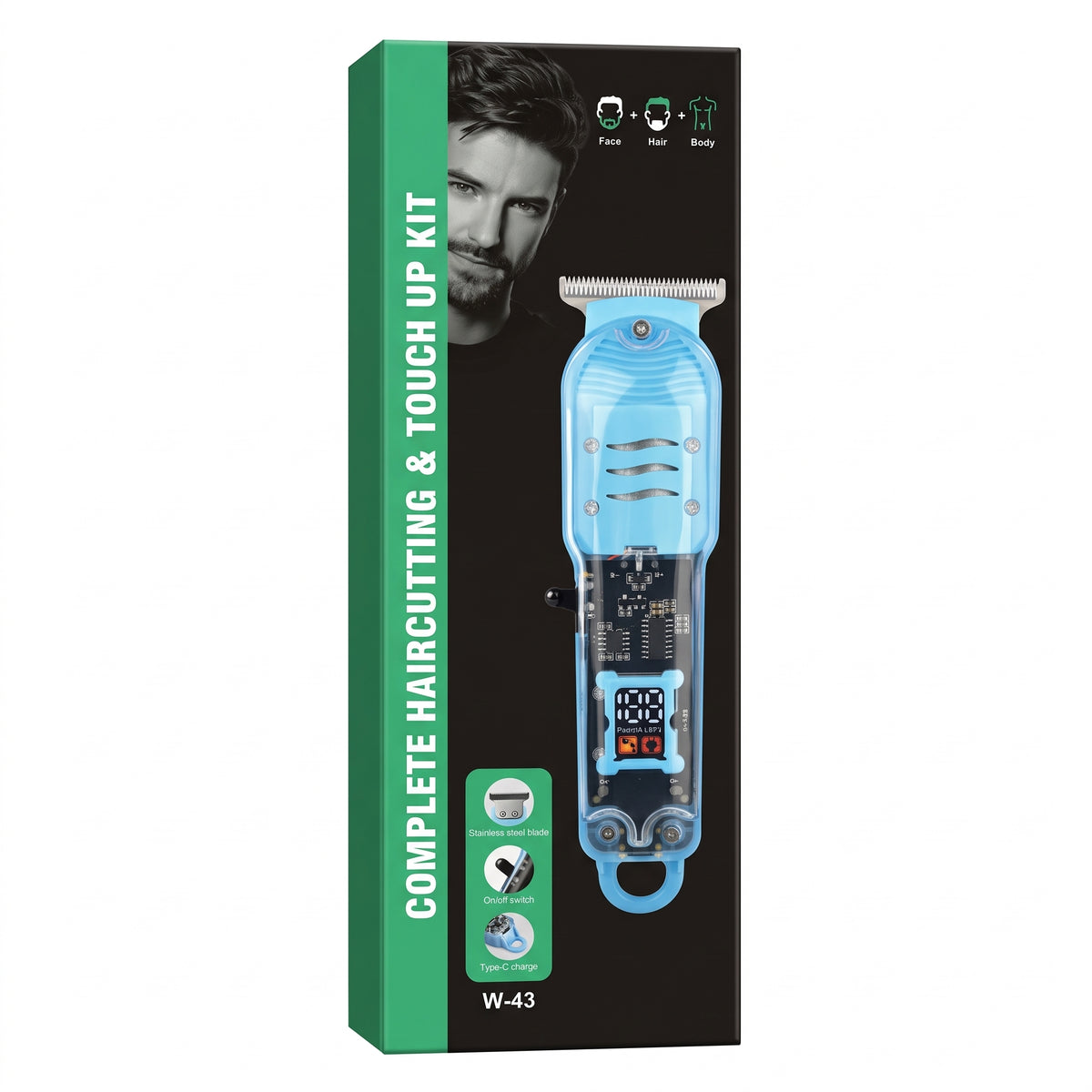Cortadora de Cabello Moreka W-43 Kit Profesional Pantalla LCD 6 Peines Guía