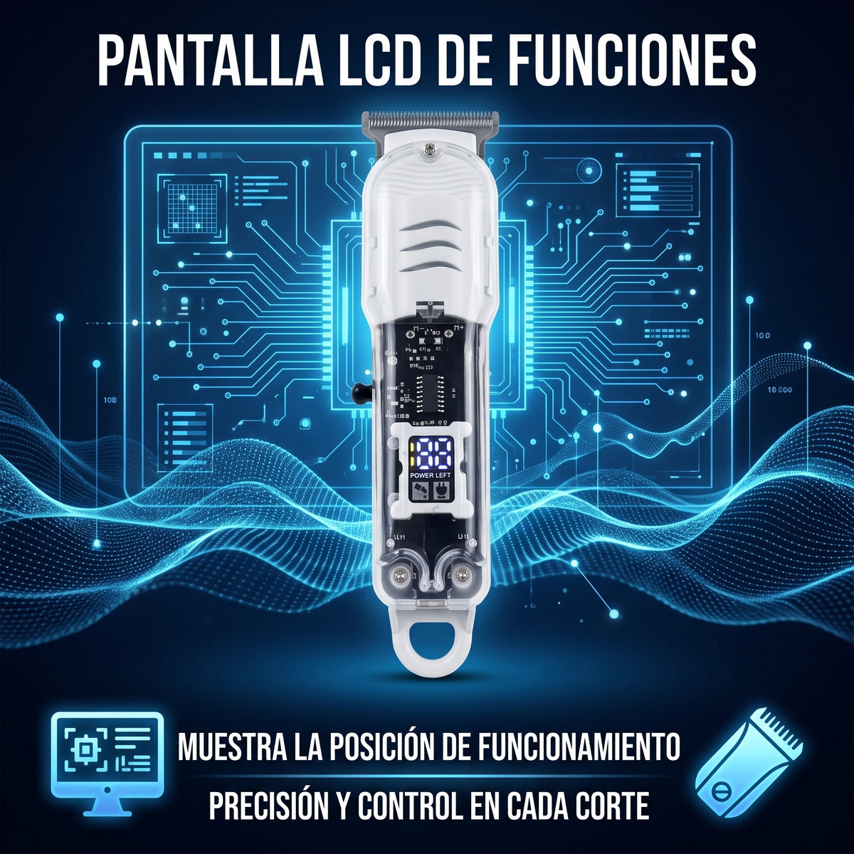 Cortadora de Cabello Moreka W-43 Kit Profesional Pantalla LCD 6 Peines Guía