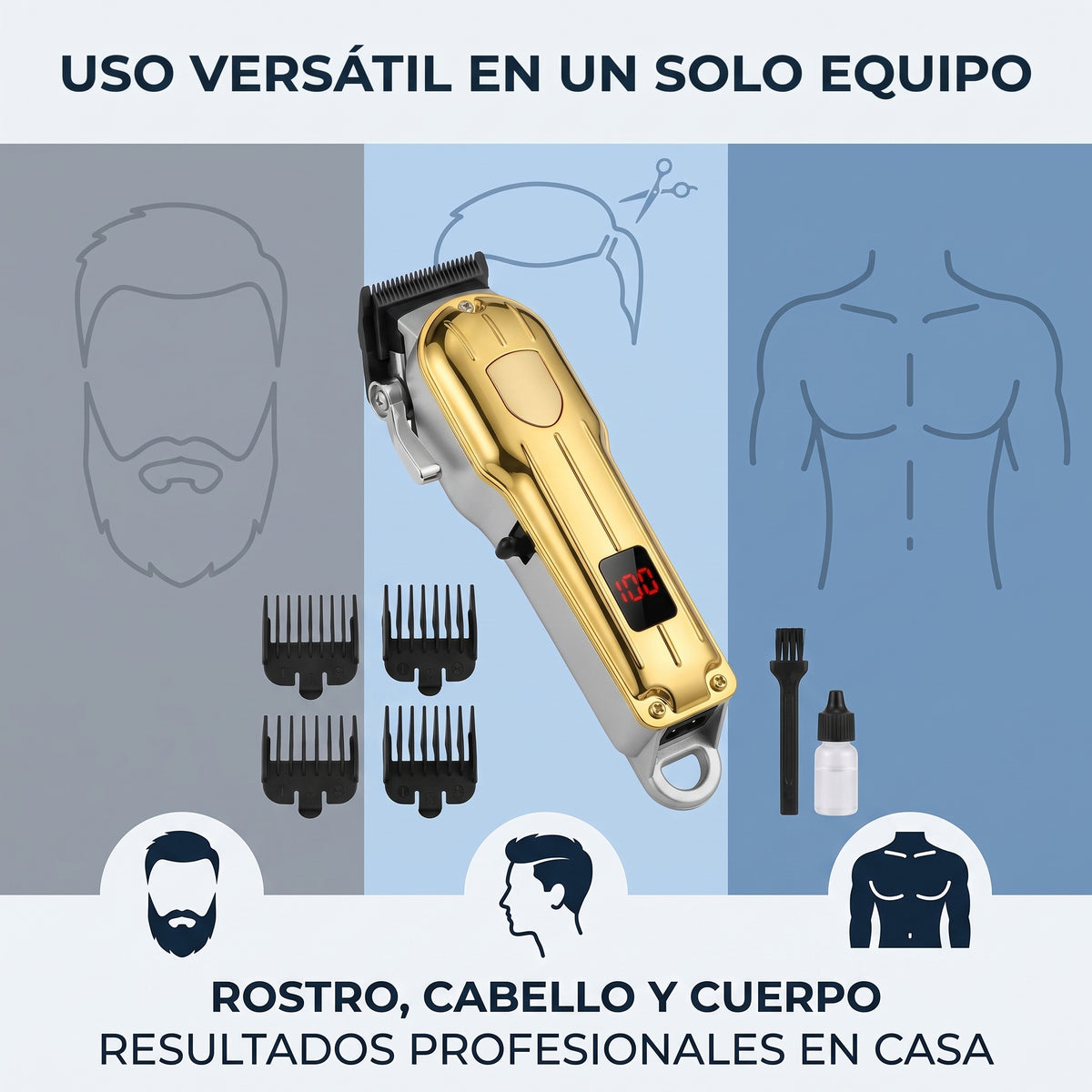 Cortadora de Pelo Profesional Moreka W-44 4 Peines Carga USB