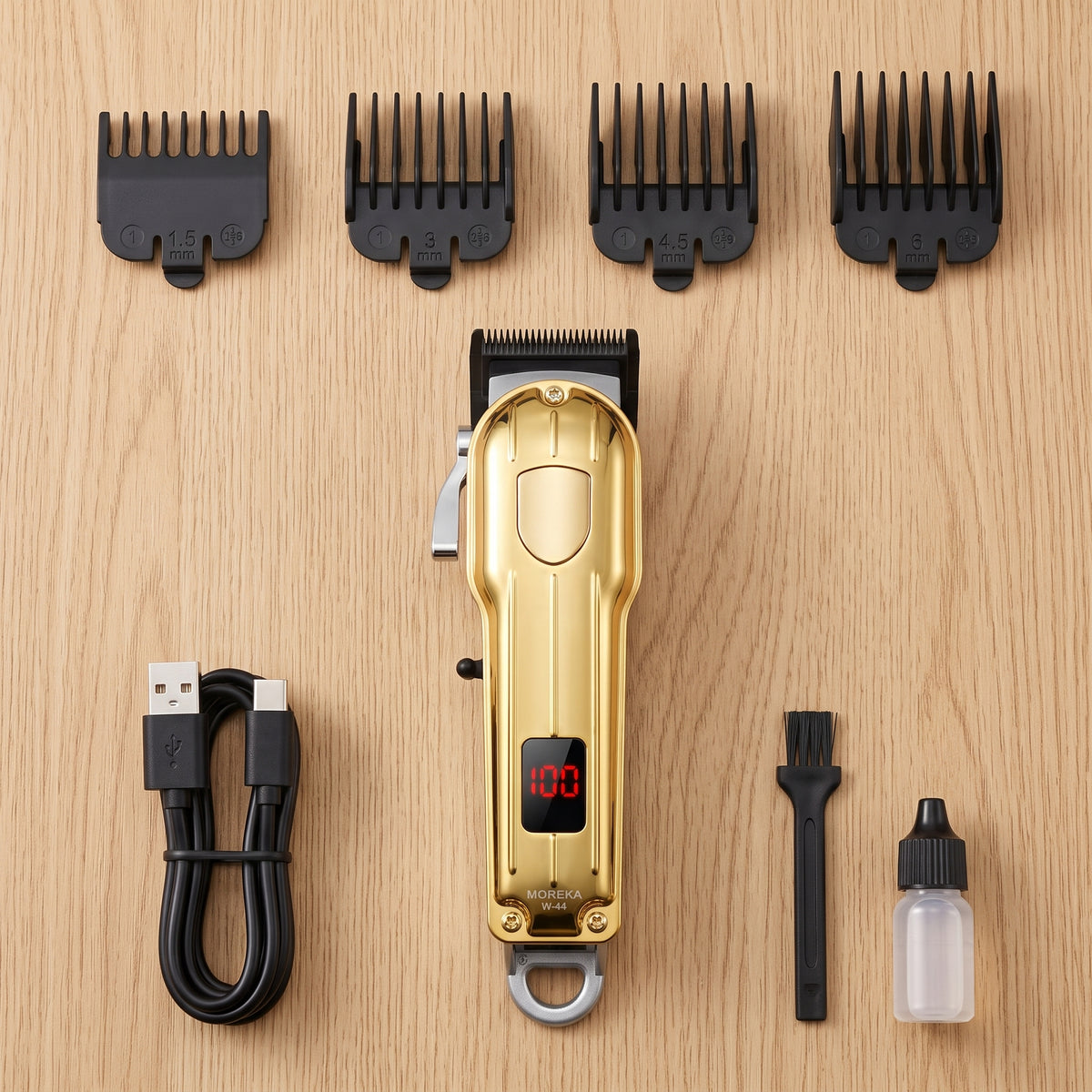 Cortadora de Pelo Profesional Moreka W-44 4 Peines Carga USB