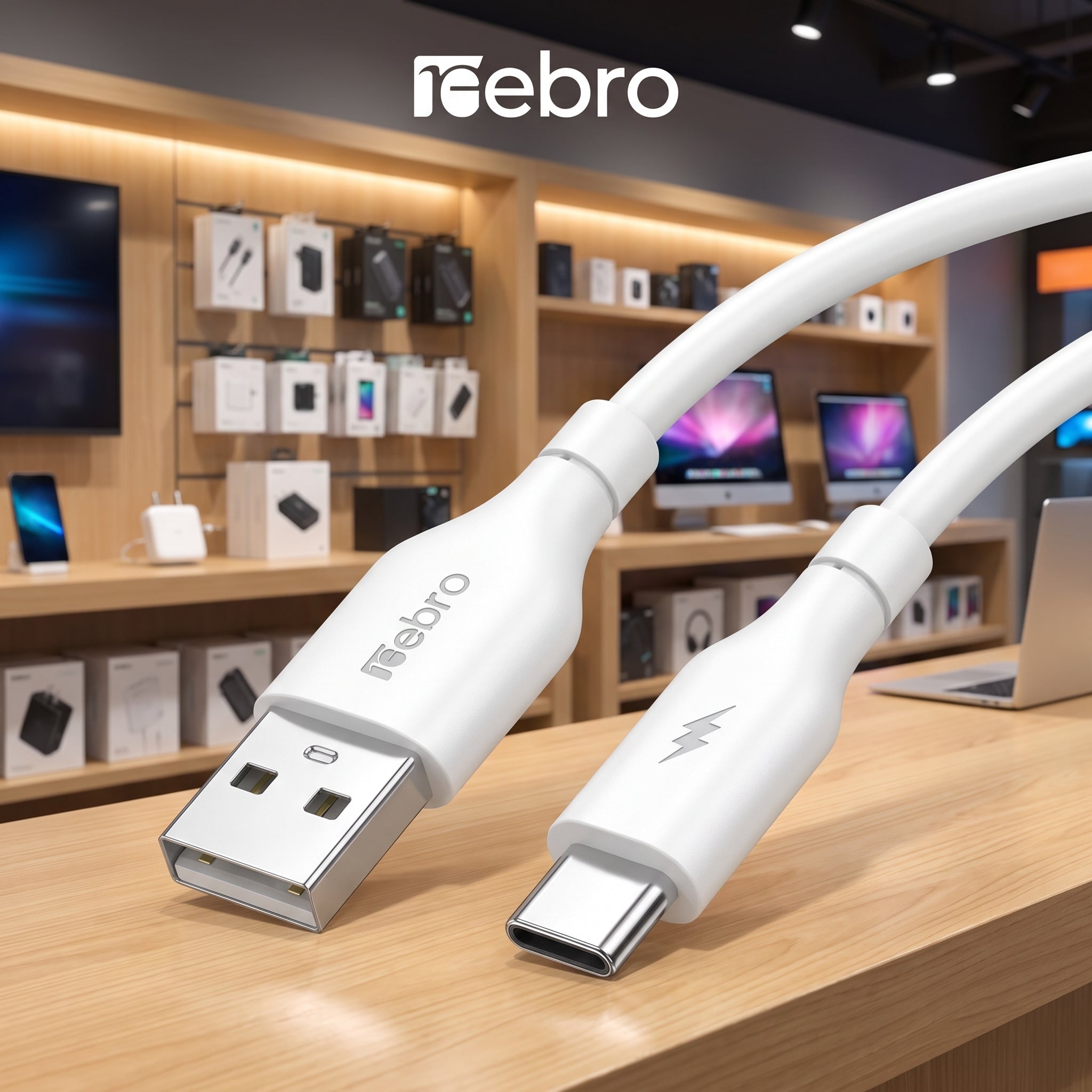 Cable USB-A a USB-C Nebro WD-05T: Carga 30W