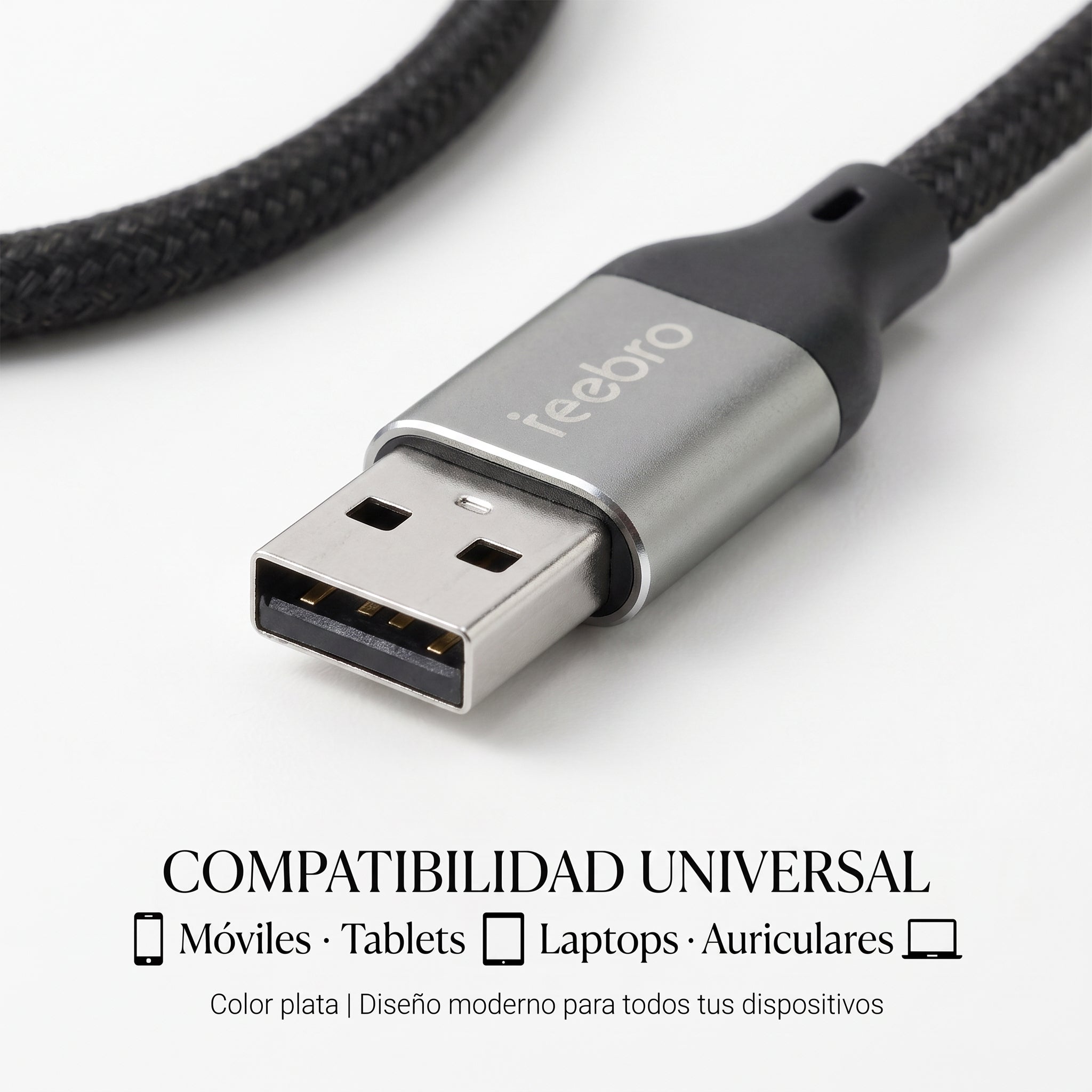 Cable USB-A a USB-C Trenzado Nebro WD-301T Carga rápida 60W
