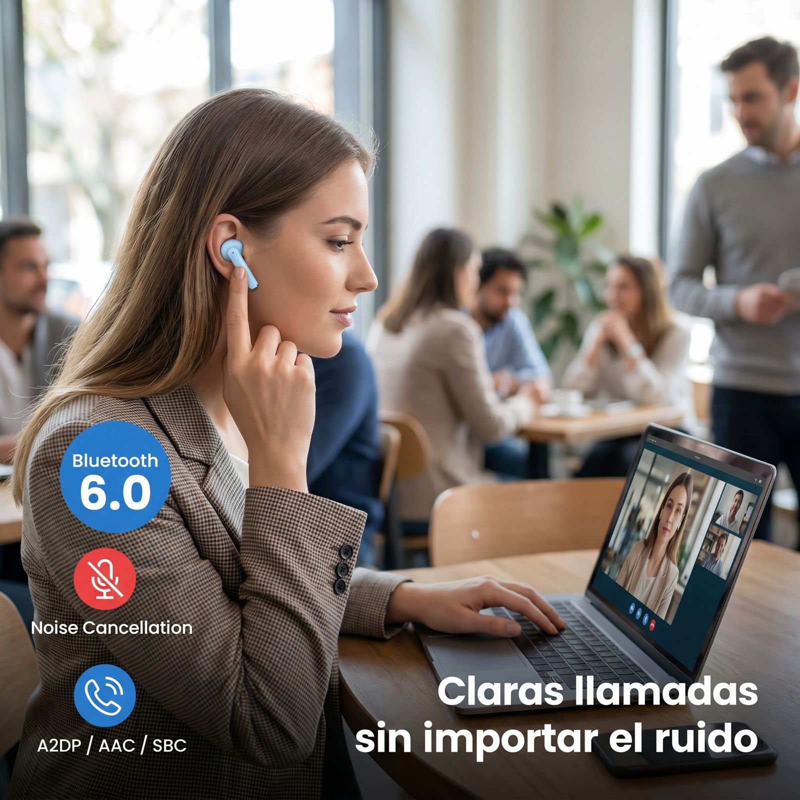 Audífonos Inalámbricos Moreka E603 con 25 Horas de Autonomía Control Táctil y Cancelación de Ruido