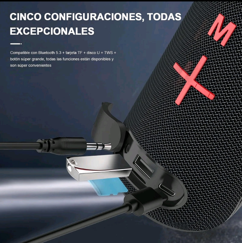 Bocina Moreka 408 14W (2 x 7W) 3000mAh Batería Bluetooth V5.3 IPX5 Resistente al Agua Luz RGB Micrófono Incorporado Radio FM