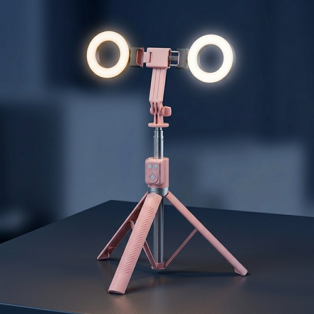 Palo para Selfies con Trípode y Luz de Relleno YISEN A12