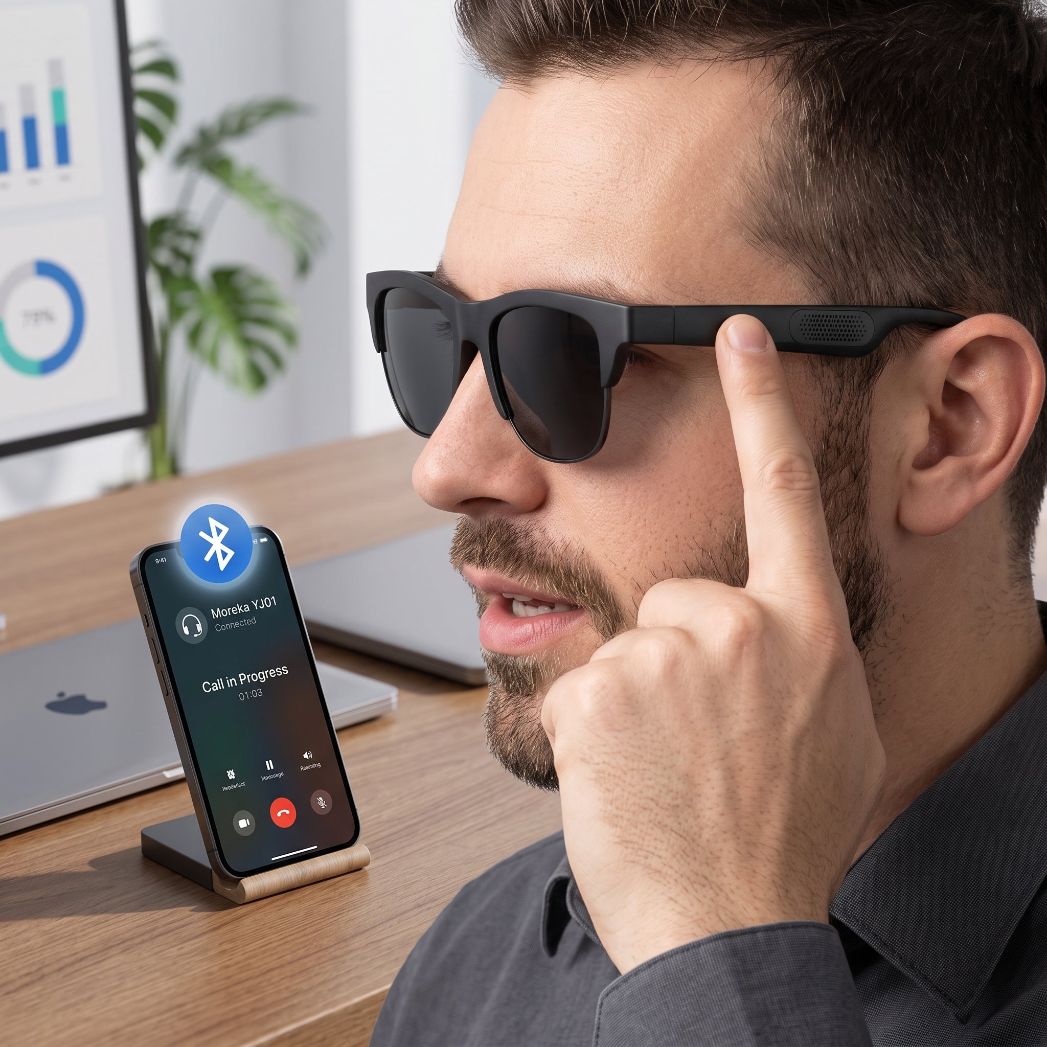 Lentes Inteligentes Moreka YJ01 con Auriculares Inalámbricos Bluetooth 5.4