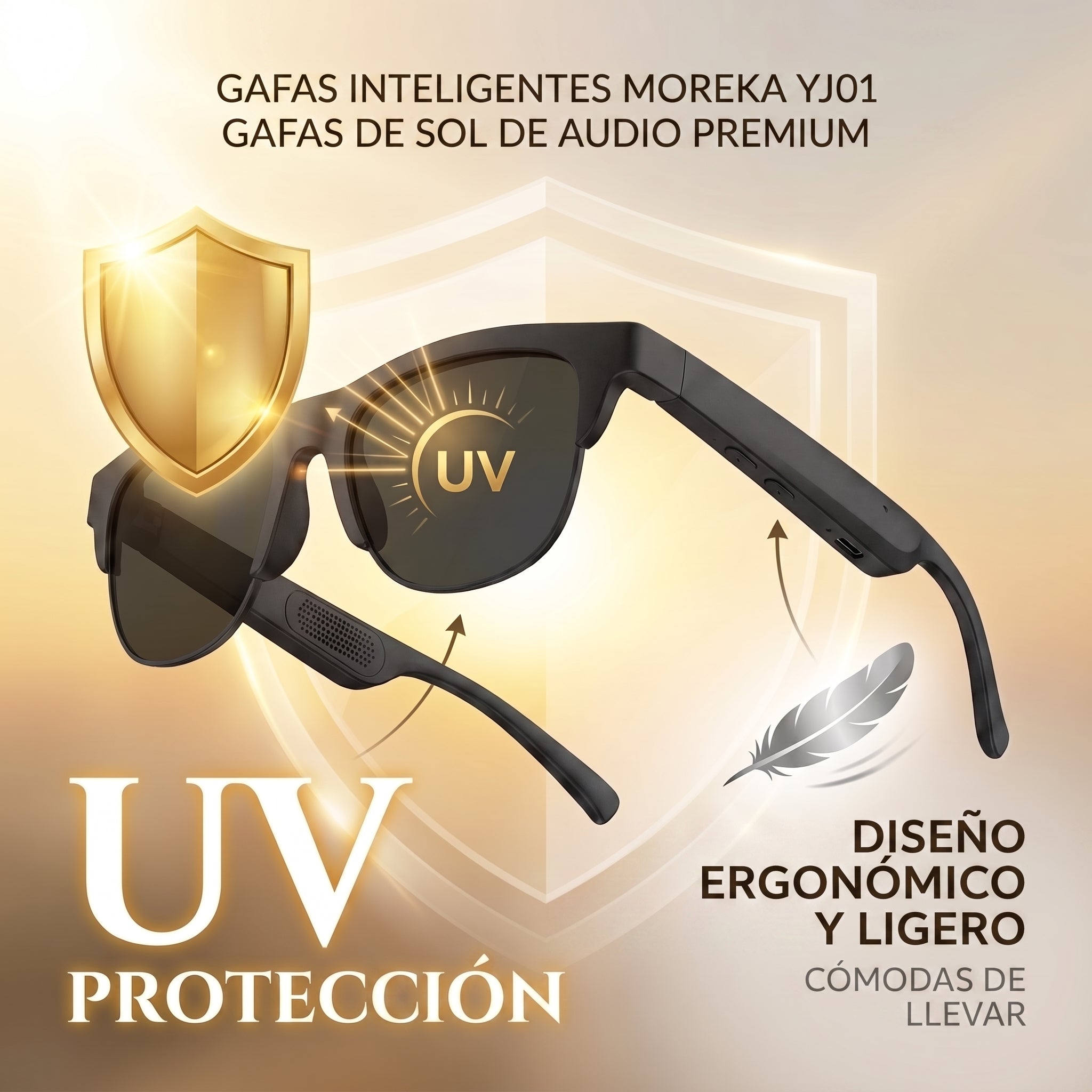 Lentes Inteligentes Moreka YJ01 con Auriculares Inalámbricos Bluetooth 5.4