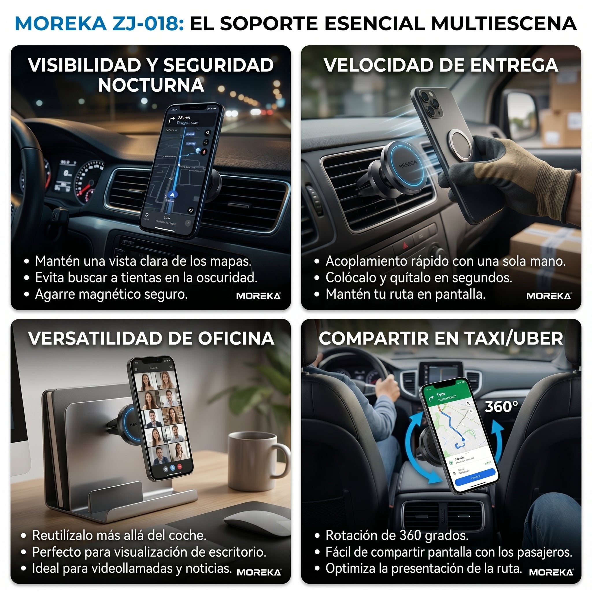 Soporte para Celular en Auto Magnético ZJ-018 Universal con Giratorio 360 Grados y Campo Magnético Segura para Múltiples Móviles
