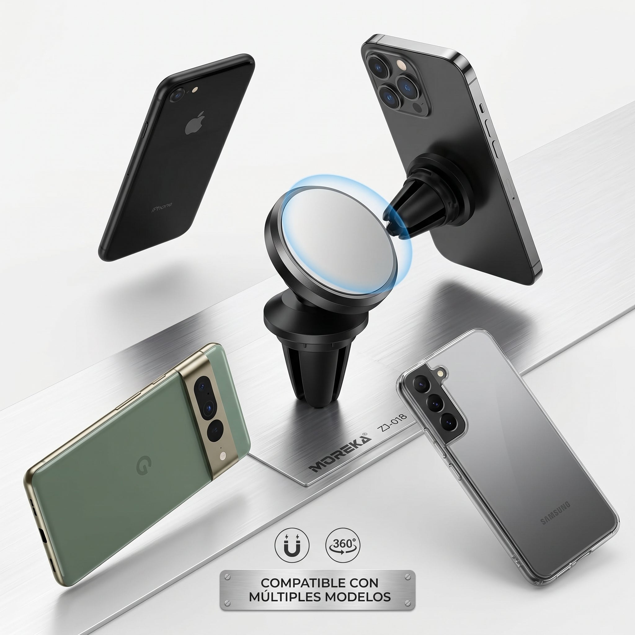 Soporte para Celular en Auto Magnético ZJ-018 Universal con Giratorio 360 Grados y Campo Magnético Segura para Múltiples Móviles
