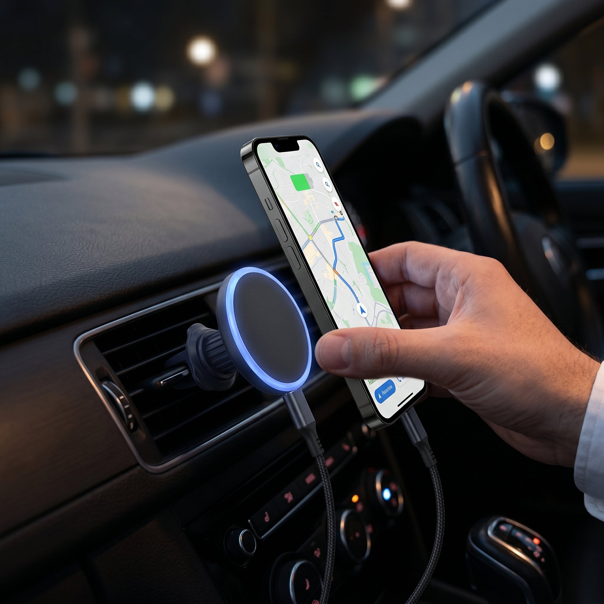 Cargador Inalámbrico Magnético para Auto Moreka ZJ-020 15W Soporte Ventilación Carga Rápida