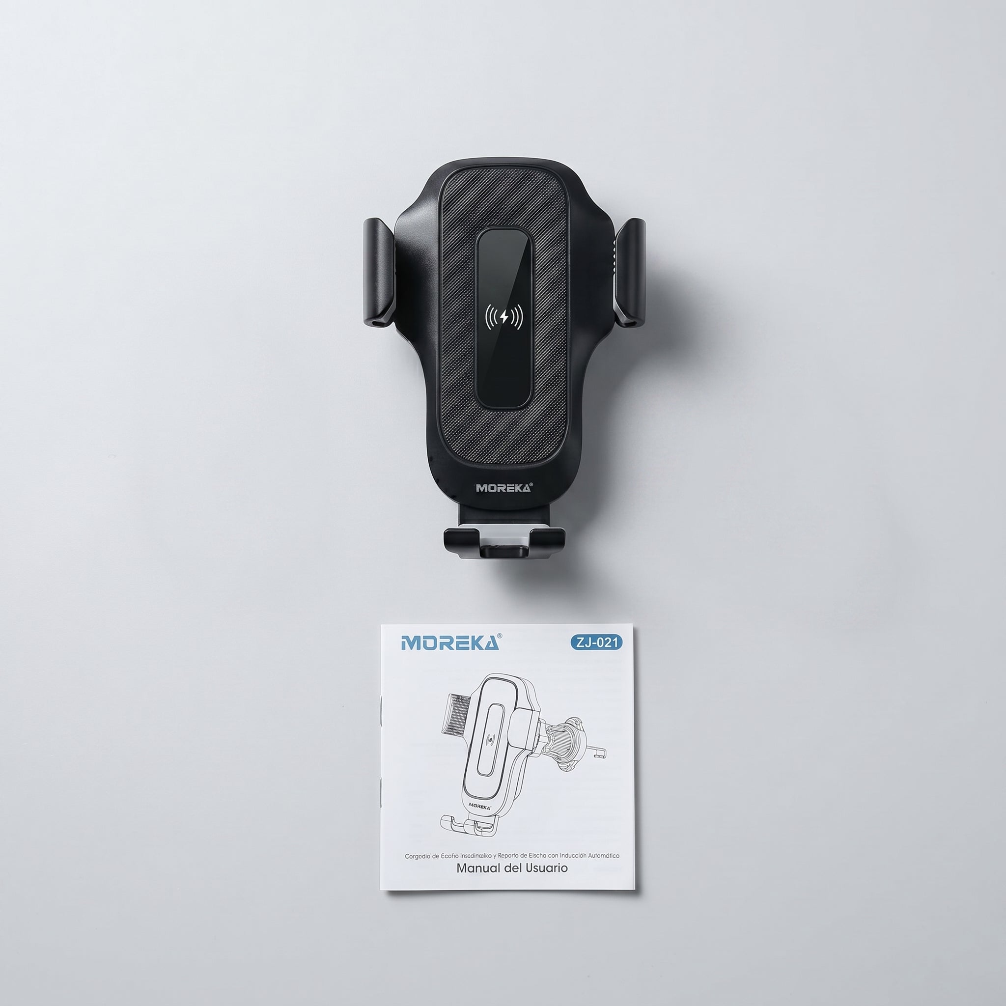 Soporte de Coche con Carga Inalámbrica Rápida Moreka ZJ-021 15W Sujeción Automática Inteligente y Clip para Rejilla de Ventilación