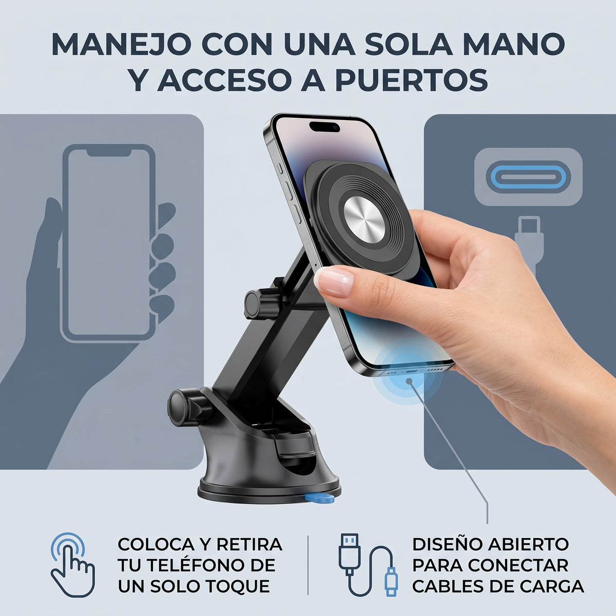 Soporte Magnético para Auto Moreka ZJ-022 con Giro 360° y Altura Ajustable