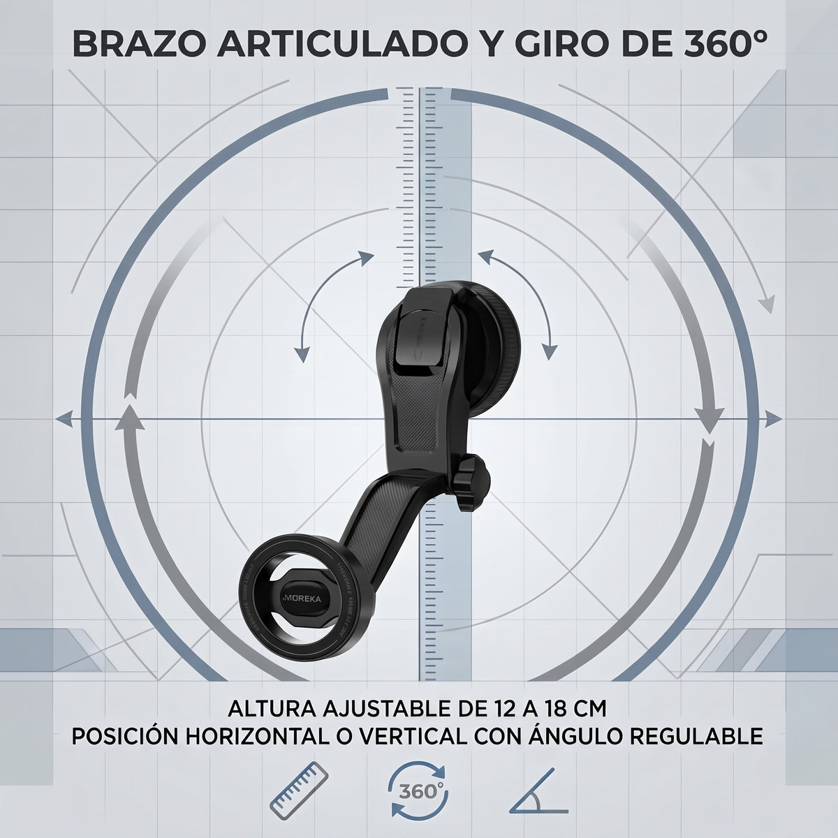 Soporte Magnético para Auto Moreka ZJ-023 con Brazo Articulado y Giro 360°