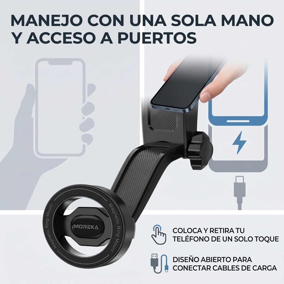 Soporte Magnético para Auto Moreka ZJ-023 con Brazo Articulado y Giro 360°